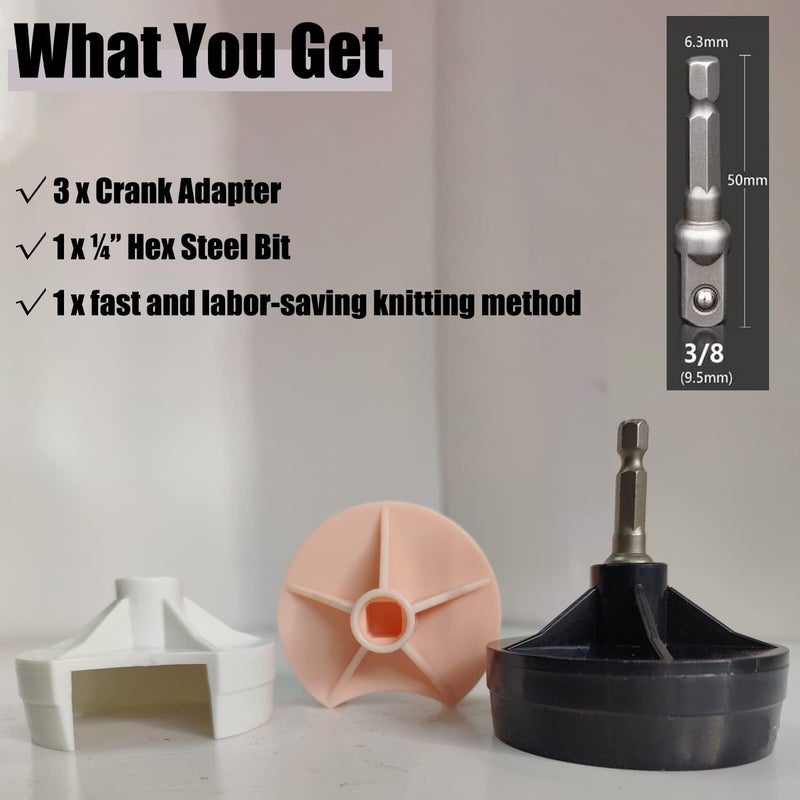 JINGBIN Knitting Machine Drill Attachment for Sentro Knitting Machine Adapter 3 Quick Knit Power Adapter for Sentro 22 Sentro 40 Sentro 48 Jamit Loom Crochet Machines Crank Handle Adapter - Image 5